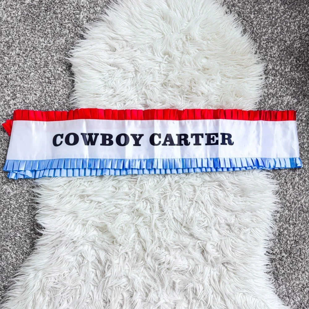 Cowboy Carter Red White & Blue Ruffled Rodeo Sash - Picture 5 of 5